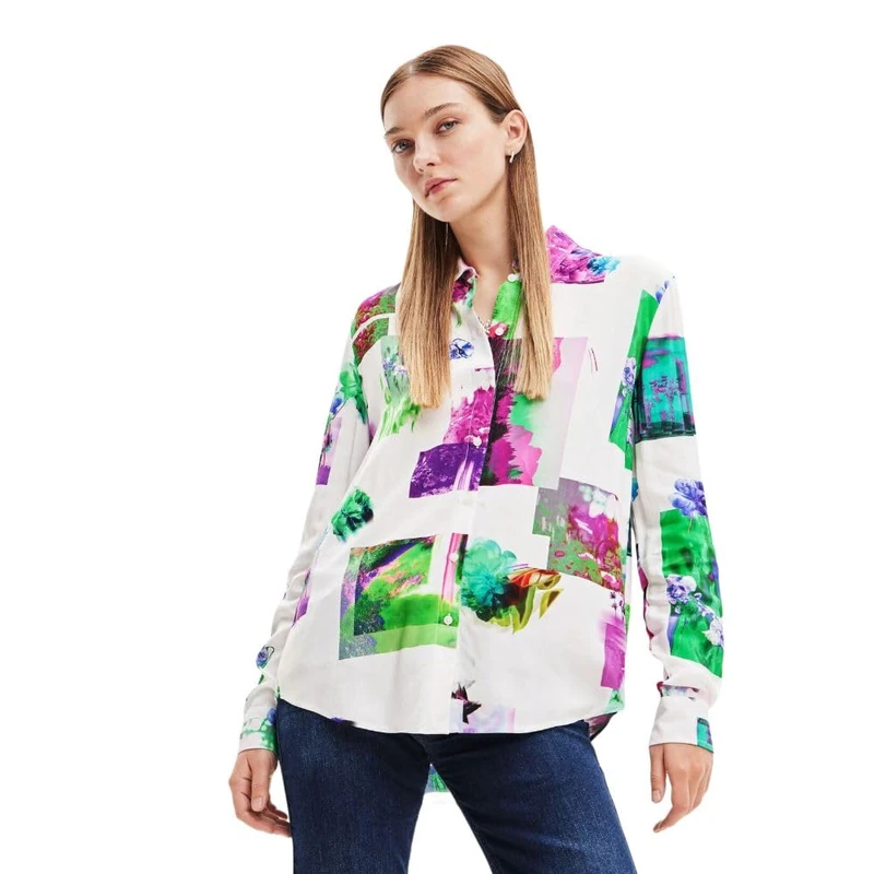 Desigual Women's Cam_Trieste Blouse, White, XL