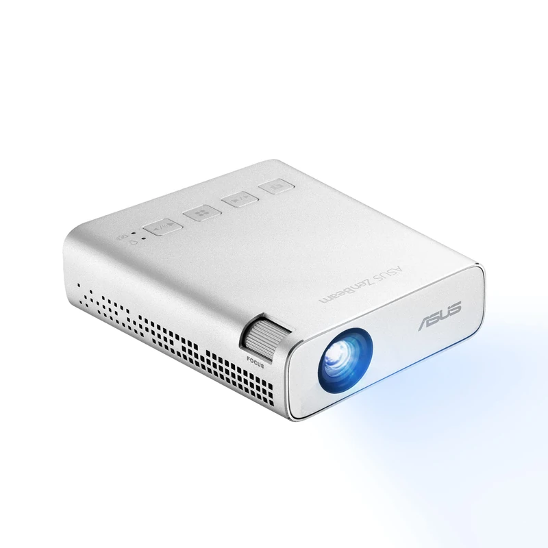ASUS ZenBeam E1R mini LED projector – 200 LED lumens, WVGA (854x480) resolution, automatic portrait projection mode, built-in battery for up to 4-hour portable video playback