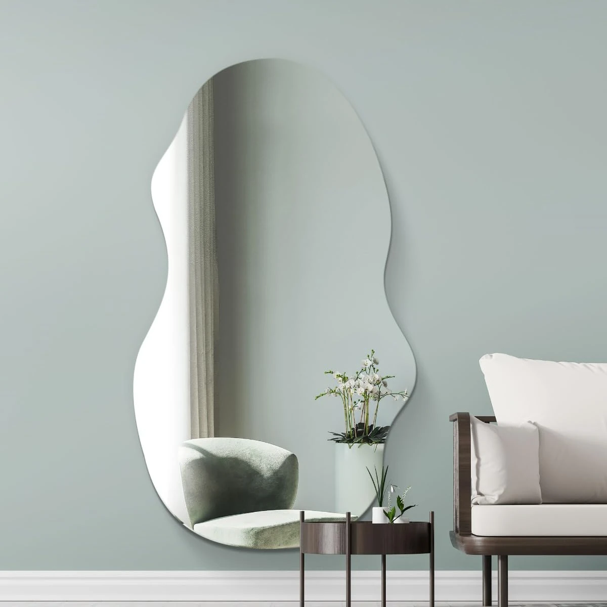MirrorOutlet The Lacuna - Frameless Modern Full Length Arched Leaner/Wall Mirror 63" X 28" (160CM X 70CM) Silver Mirror Glass with Black wooden Backing - Polished Edging