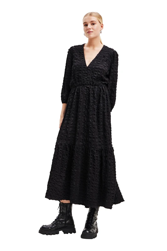 Desigual Alma Textured Long Gypsy Dress 23WWVWAH Black