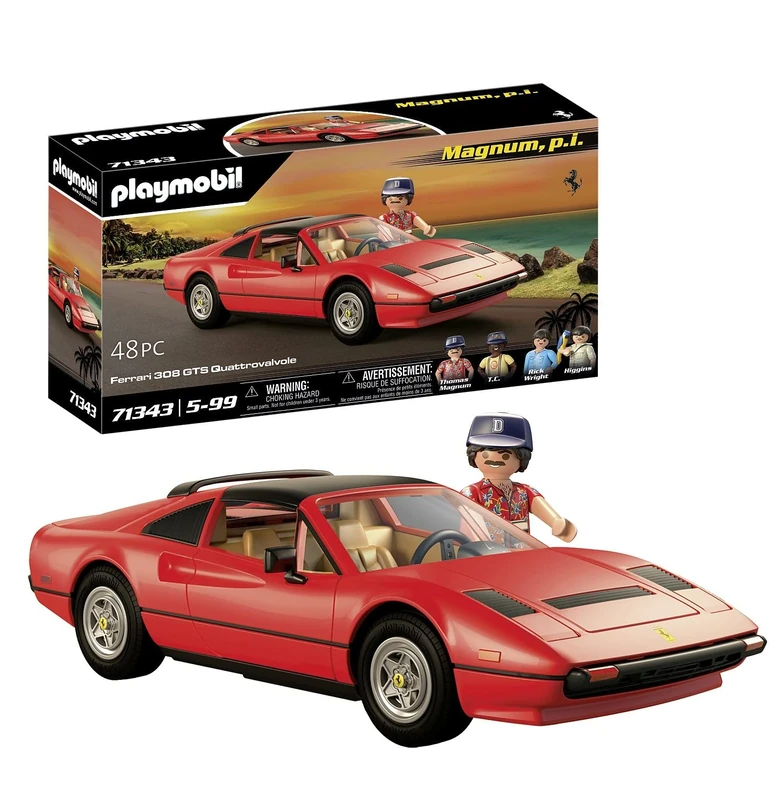 Playmobil 71343 Famous Cars Magnum, P.I. Ferrari 308 GTS Quattrovalvole, supercar, Collector's item for car enthusiasts, Toy for collectors and suitable for children ages 5+