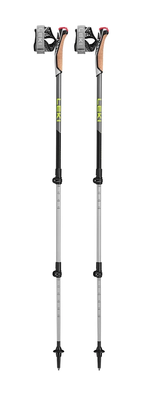 Leki Traveller Aluminium Poles, Black/Silver-Grey/Neon Yellow, 90-130 cm