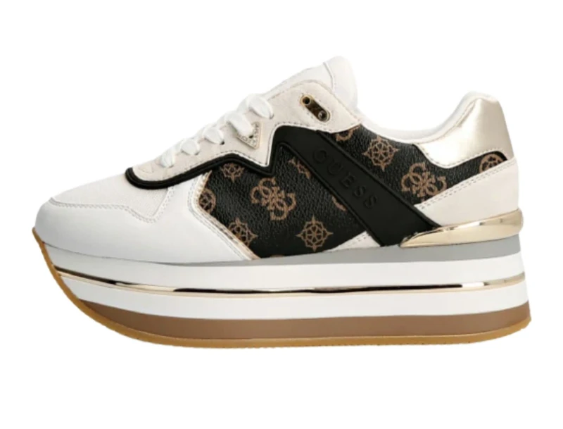 GUESS Women's Luchia Sneaker, White 145, 8 UK