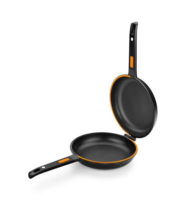 BRA Efficient Duo Double Omelet Pan, Cast Aluminium with Non-Stick PFOA, Suitable for All Hobs Including Induction 26 cm