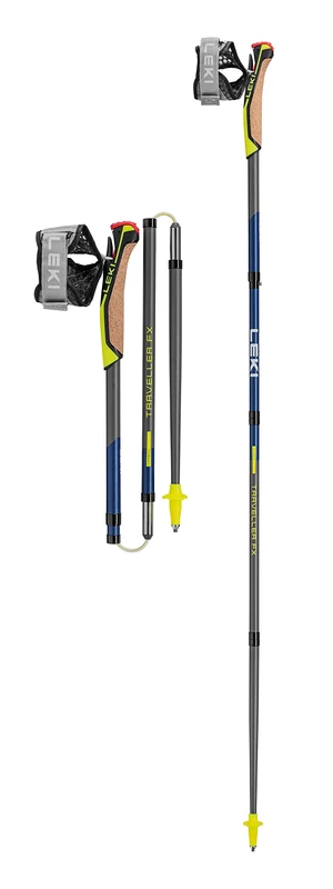 LEKI Traveller FX.One Carbon Poles, Silvergrey, Midnight Blue, 120 cm