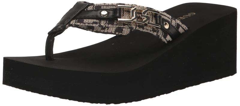 GUESS Women's Ediva Wedge Sandal, Black 001, 8 UK