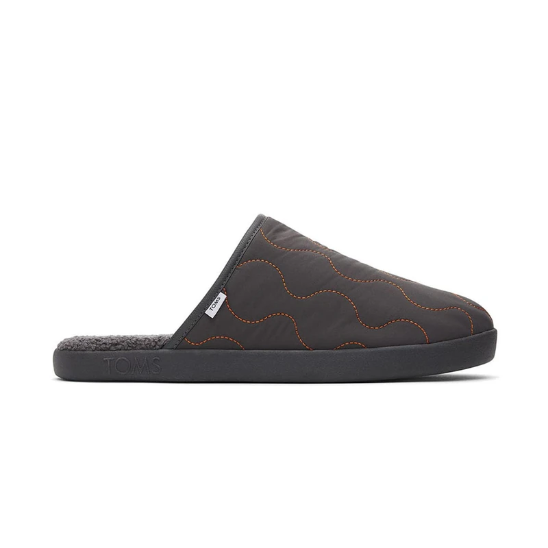 TOMS Men's Harbor Slipper, Pavement Grey Quilted Cotton Rip Stop/Faux Shearling, 9 UK - Image 1