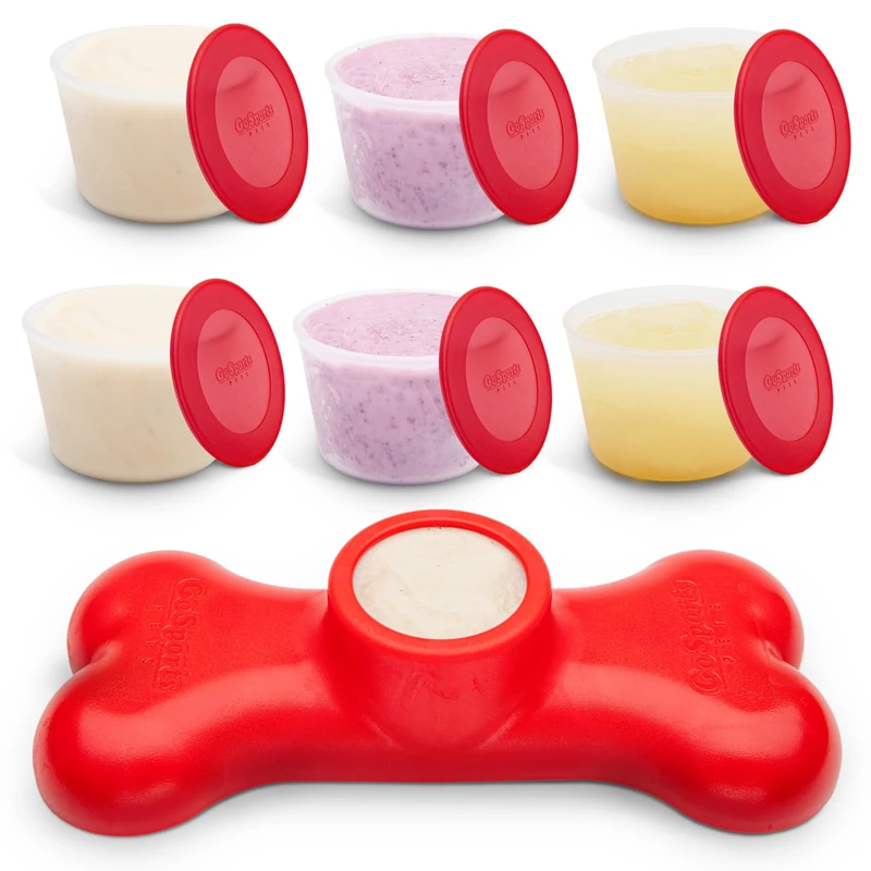 GoSports Pets PupsCream Parlor - Non-Slip Frozen Dog Treat & Ice Cream Holder - Mess-Free Lick Mat Alternative, Includes 6 Reusable Cups & Lids - Image 1