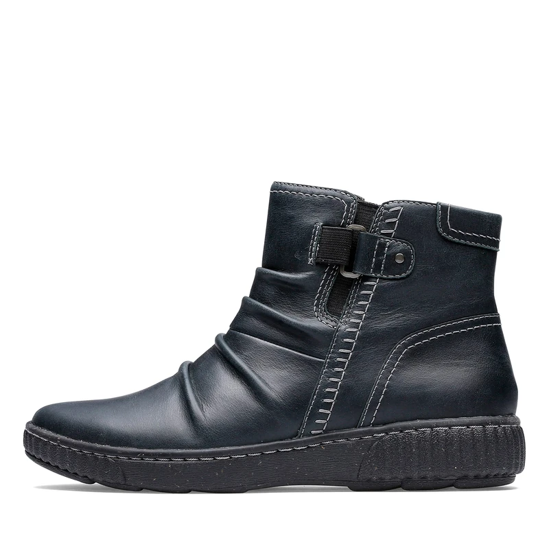Clarks Women's Caroline Orchid Ankle Boot, Black Leather, 6 US