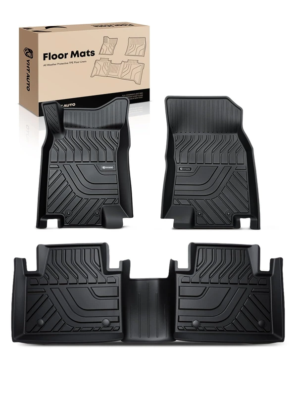 YHTAUTO Floor Mats Compatible with 2014-2019 Nissan X-Trail, All Weather TPE Car Mats, Custom Fit Black Front & Rear Full Set Floor Liner, Set of 3 - Image 1