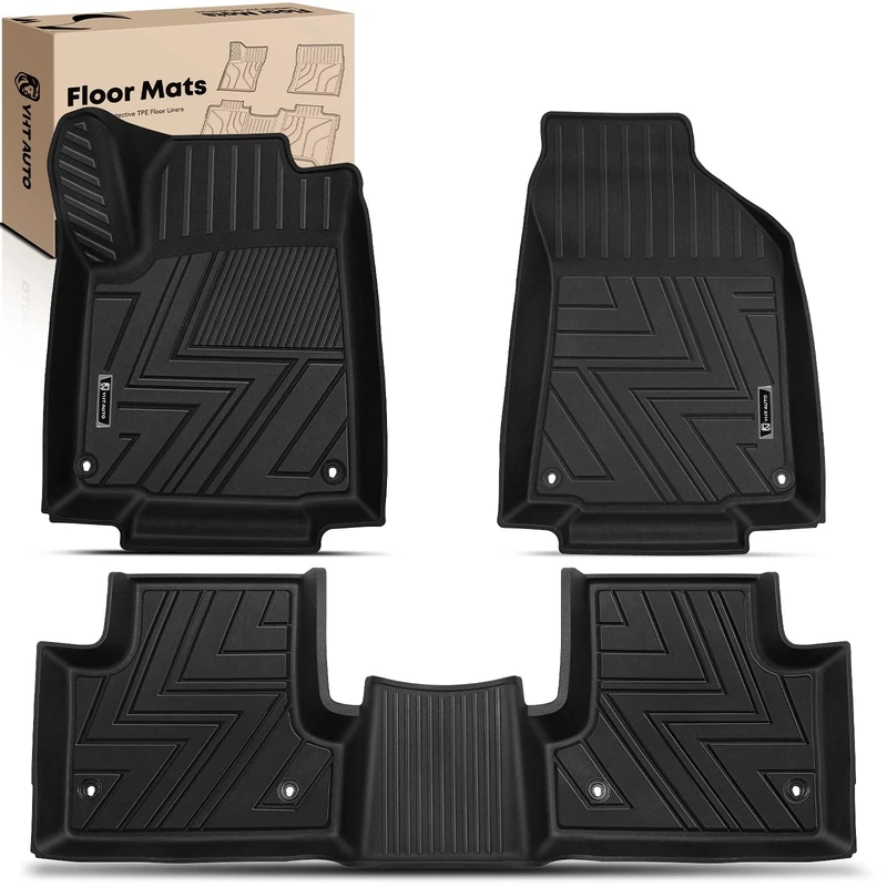 YHTAUTO Automotive Floor Mats Replacement for 2015-2023 Jeep Cherokee(Not for Grand Cherokee) All Weather Car Mats Custom Fit TPE Liners Front & Back Seat, Waterproof Anti-Slip Odorless Car Mats
