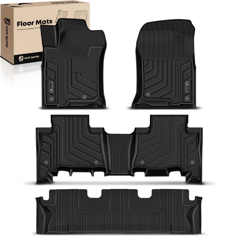 YHTAUTO Automotive Floor Mats Compatible with Lexus GX460 2010-2018 Toyota Land Cruiser Prado J150 2010-2020(Just Fit Land Cruiser Prado), All Weather Car Mats Custom Fit TPE Liners,Set of 4 Black