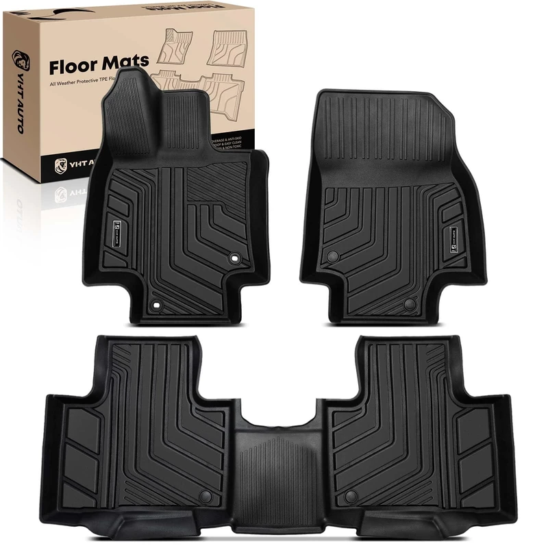 YHTAUTO Automotive Floor Mats Replacement for 2020-2023 Toyota Highlander All Weather Car Mats Custom Fit TPE Liners Front & Back Seat, Waterproof Anti-Slip Odorless Car Mats