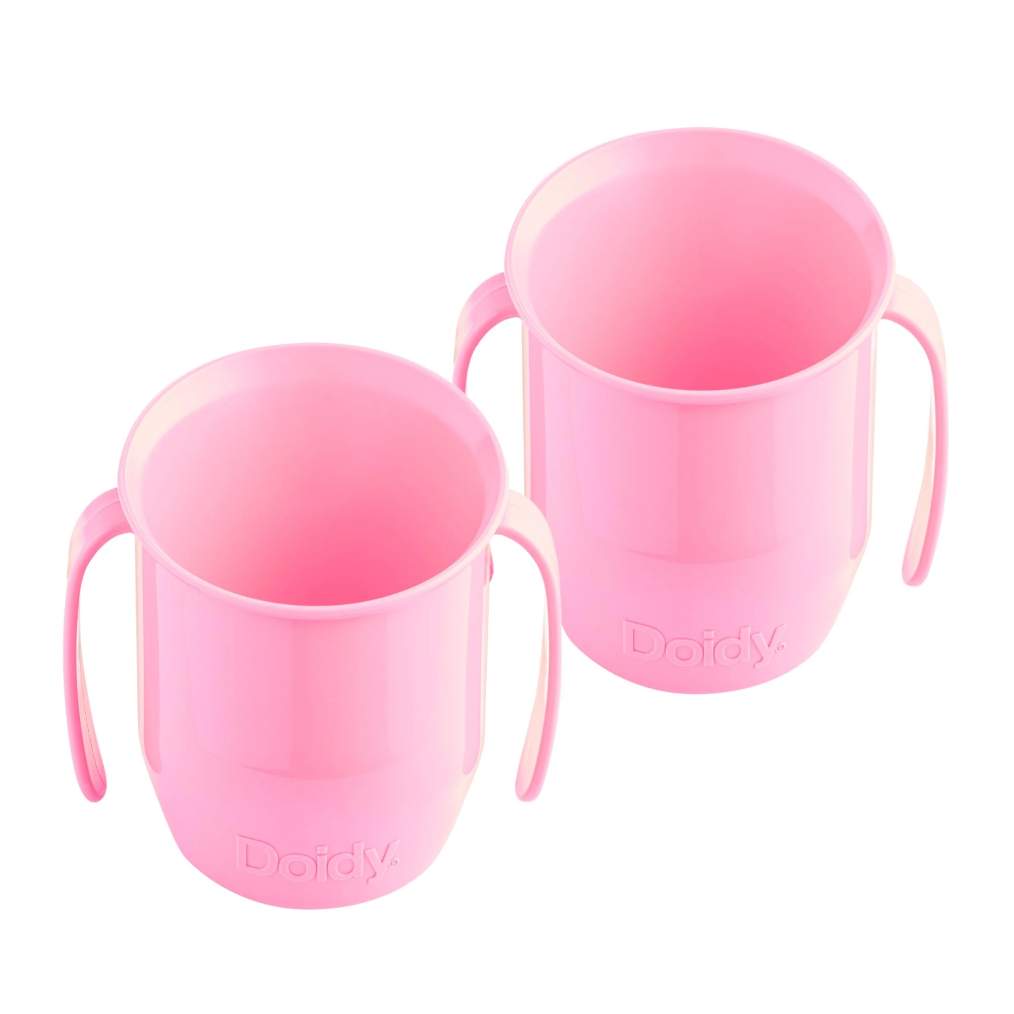 Doidy Cup Weaning Gift Sets, 0-6 Months+ Baby & Toddler, Slanted Design for Training & Learning to Drink, Essentials for Infant and Newborn (Weaning Set, Turquoise) (Cup x2, Pink)