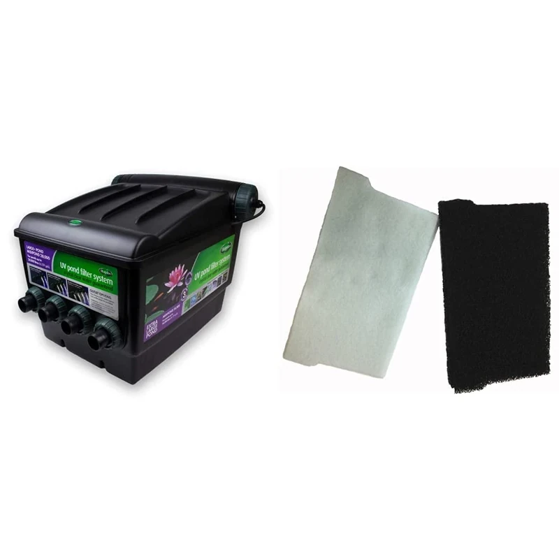 Blagdon Midipond UV Pond Filter System 28,000 for extra Large Ponds & Midi-Pond Filter Carbon and Wool Replacement (Pack of 6)