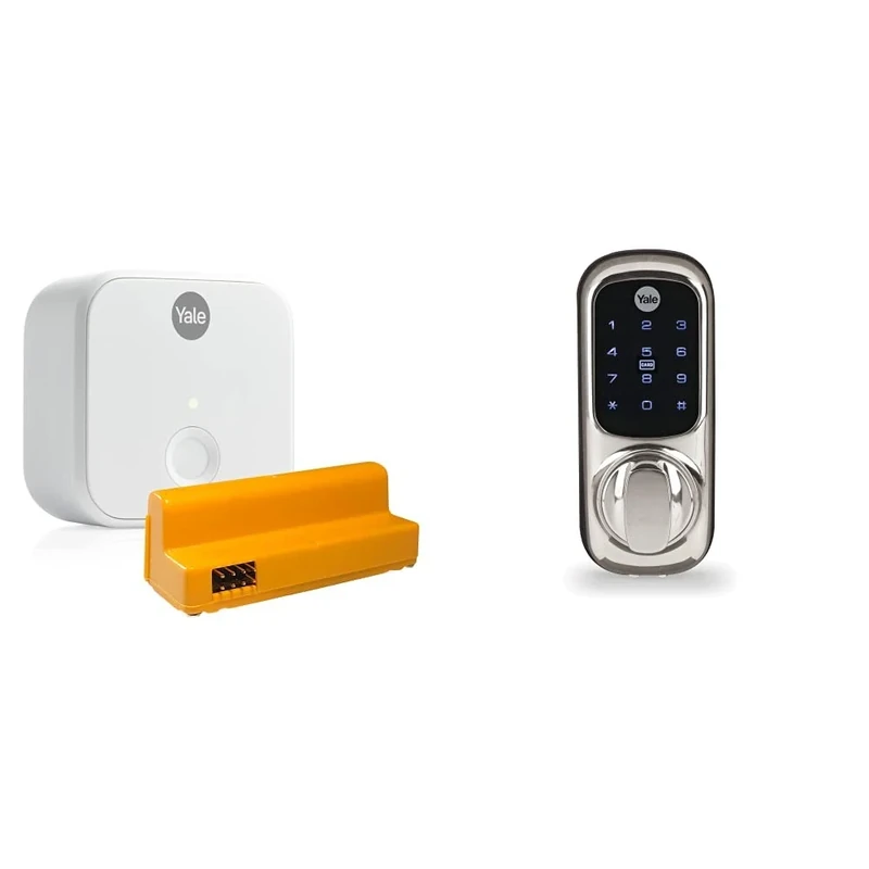 Yale Connect Wi-Fi Bridge + Yale Access Module & Smart Living YD-01-CON-NOMOD-CH Keyless Connected Ready Smart Door Lock, Touch Keypad, Works with Alexa, Chrome