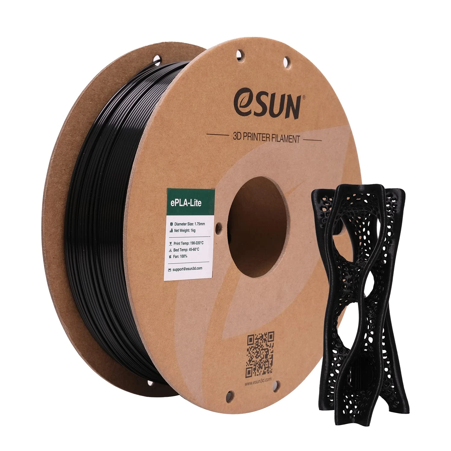 eSUN PLA Filament 1.75mm, 3D Printer Filament PLA Dimensional Accuracy +/- 0.03mm, 1KG Spool (2.2 LBS) 3D Printing Materials for Most FDM 3D Printers,Black
