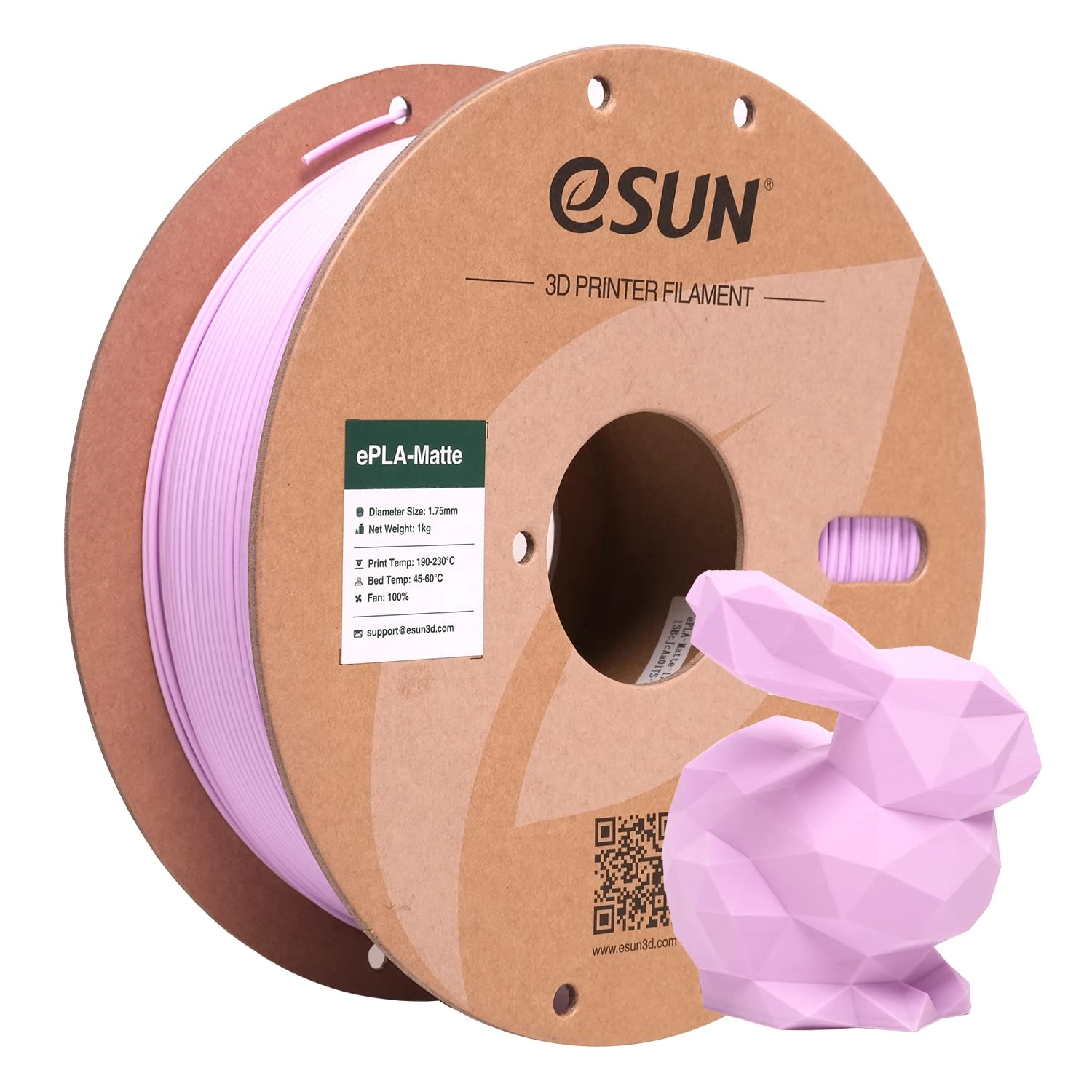 eSUN Upgraded Matte PLA Filament 1.75mm, Matte PLA 3D Printer Filament, Shine-Free Color, Frosted Texture, 1KG Spool (2.2 LBS) 3D Printing Filament for 3D Printers, Matte Lilac Purple
