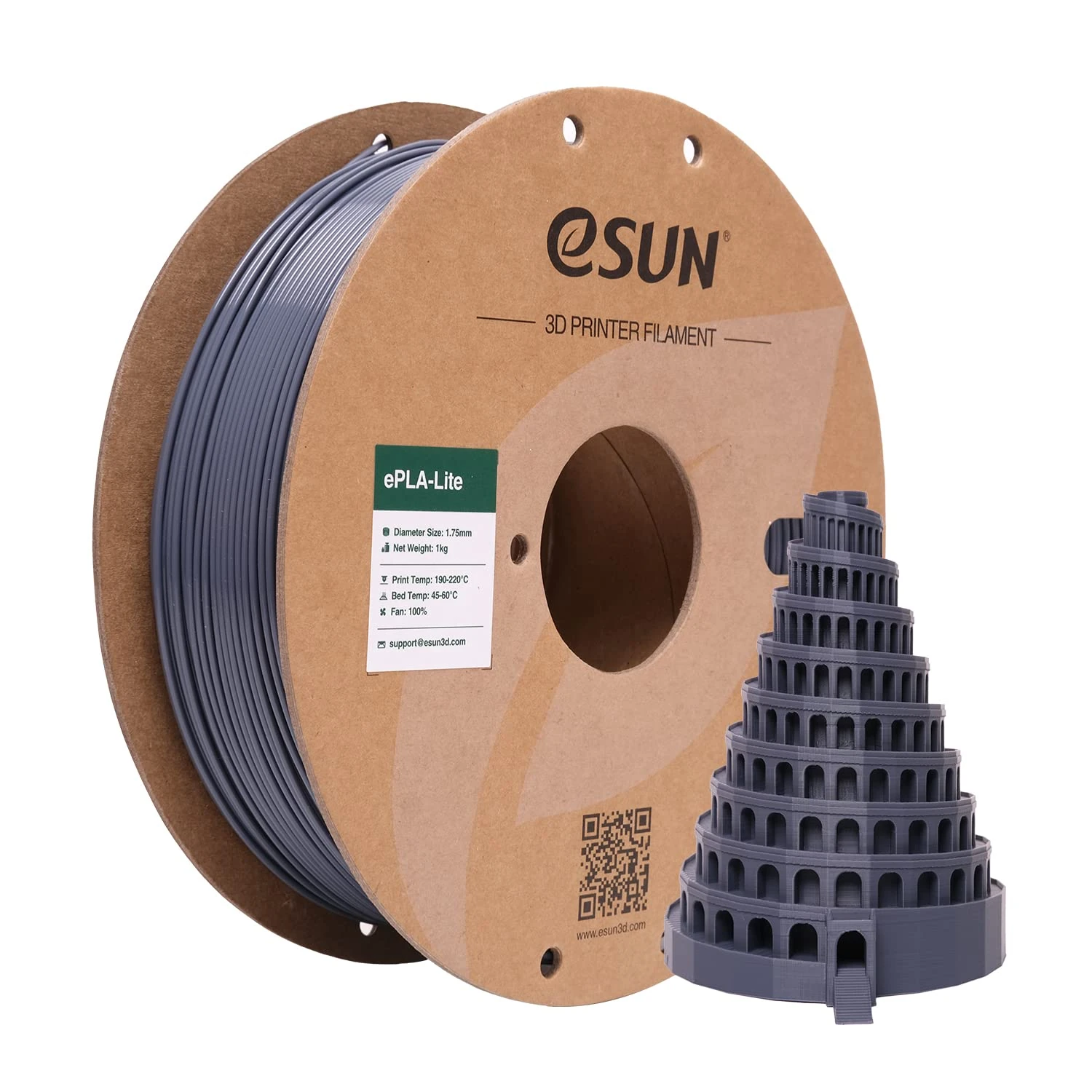 eSUN PLA Filament 1.75mm, 3D Printer Filament PLA Dimensional Accuracy +/- 0.03mm, 1KG Spool (2.2 LBS) 3D Printing Materials for Most FDM 3D Printers,Grey