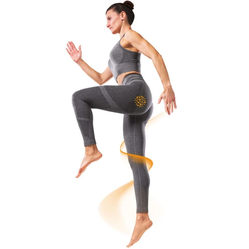 Guam Power Fit Leggings Size l-XL 46-50 New Fibramar Anti-Cellulite Grey Melange, Heather Grey, 18
