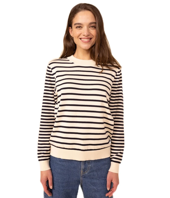 Petit Bateau Women’s Pull, White Avalanche / Blue Smoking, S