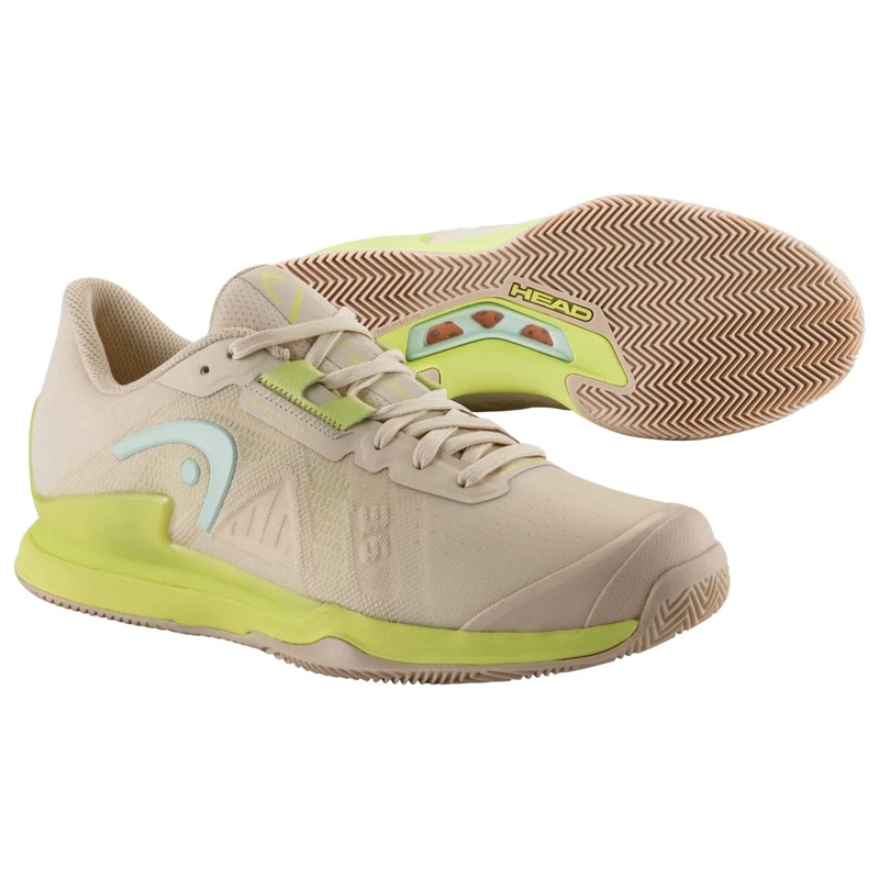 HEAD Women's Sprint Pro 3.5 Clay Women's Tennis Shoe, Macadamia/Lime, 38.5