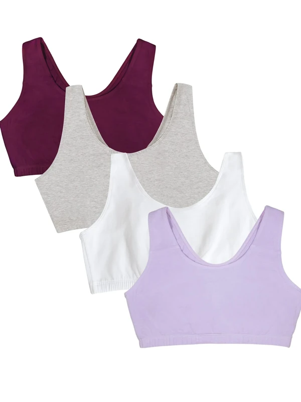 Fruit of the Loom Women's Built Up Tank Style Sports Bra, Purple/White/Lilac/Grey, 34