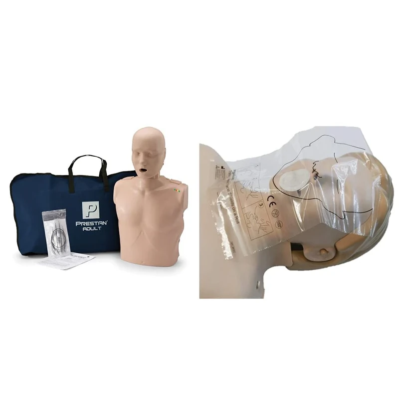 Reliance MedicalPRESTAN Lightweight Professional Adult CPR/AED Training Manikin with CPR Monitor & HypaGuard Training Manikin Resuscitation Face Shields on a RollSafety First Aid Group