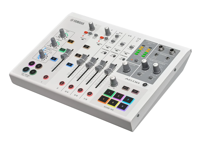 Yamaha AG08 White Streaming Mixer - 8-CH USB-C Audio Interface