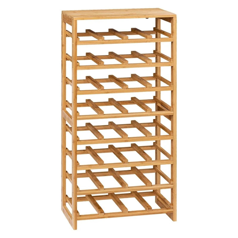 Five Bamboo Bottle Rack for 32 Bottles Height 89 cm