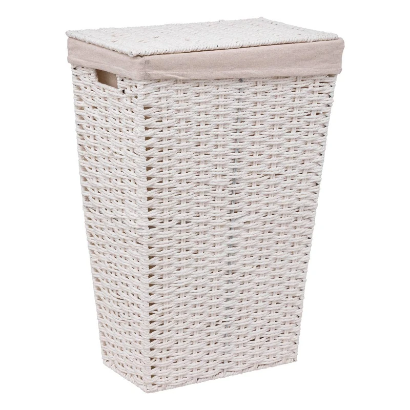 Five Woven Laundry Basket H 55 cm Capacity 35 L White - Image 1