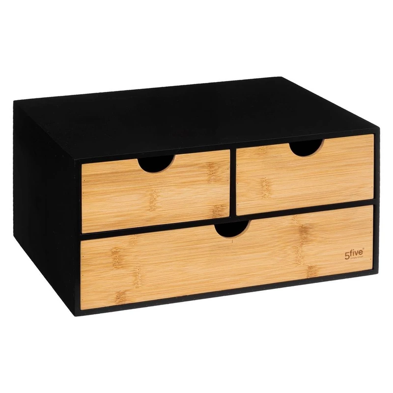 5five – Desk Storage Tower with 3 Drawers Bamboo Bba Black