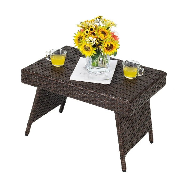 COSTWAY Rattan Table, 60 x 40 x 40 cm