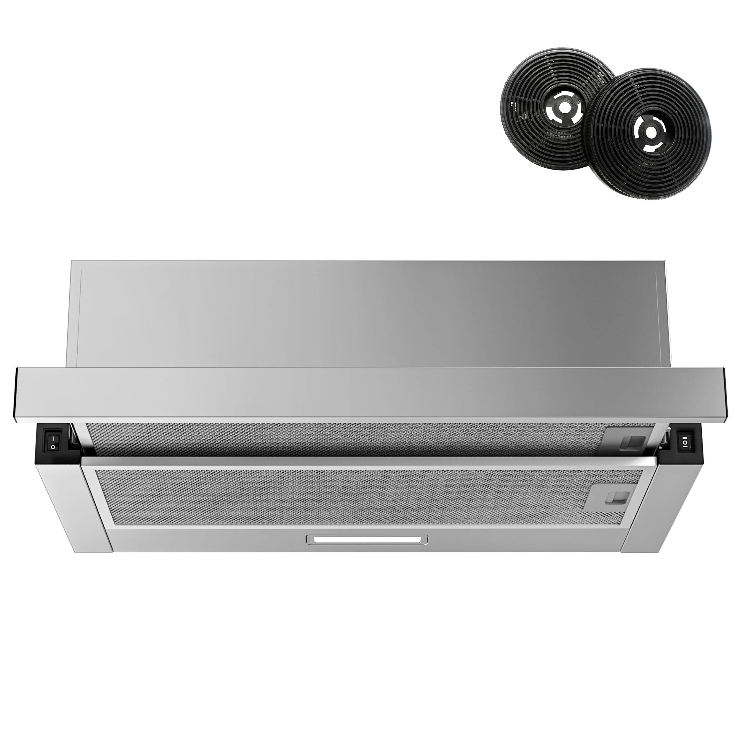 FIREGAS 60cm Telescopic Cooker Hood 345m³/h Built-in Extractor Fan with LED Light & 2 Speed Settings – Integrated Kitchen Extractor Fan for Optimal Airflow