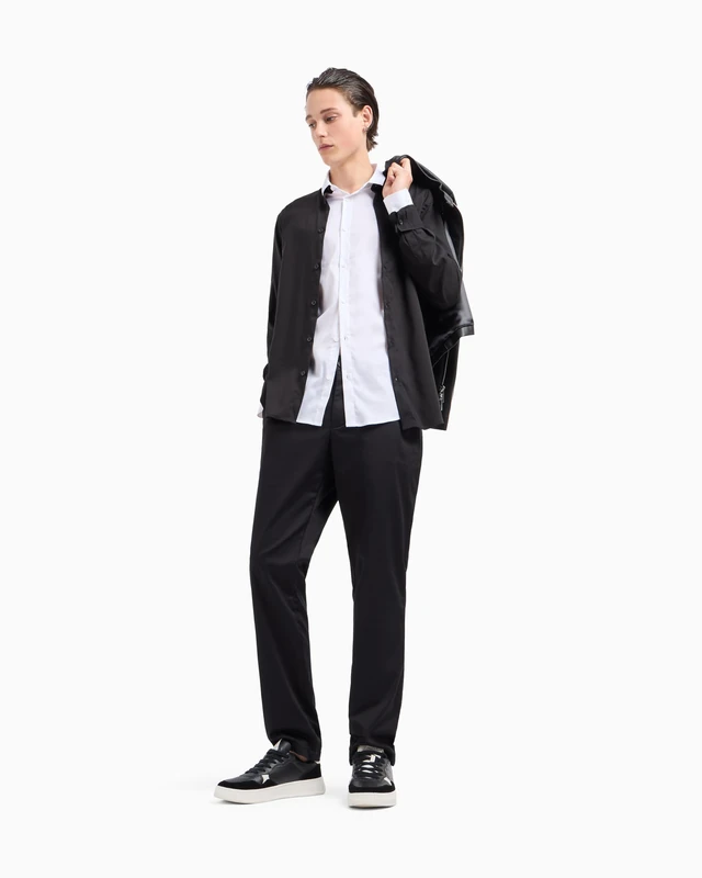 Emporio Armani Men's Straight Fit Trousers Casual Pants, Black, W38