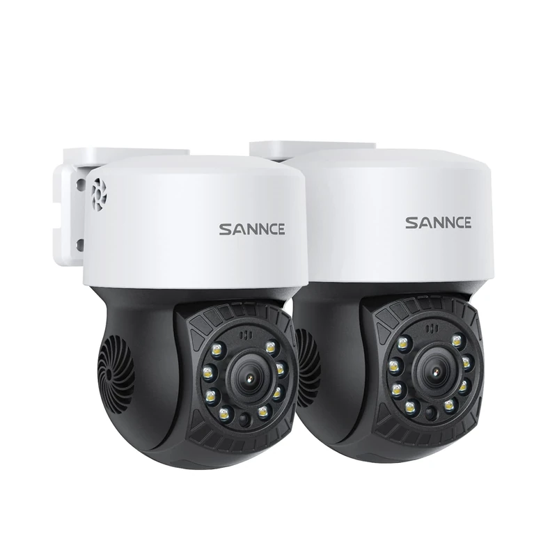 SANNCE PT Digital Zoom Camera 1080P, Pan 350° Tilt 90° Outdoor Security Camera 2MP, 30 M Night Vision for Analog CCTV Surveillance System, Remote Access, Including Adapter (2 Cameras)