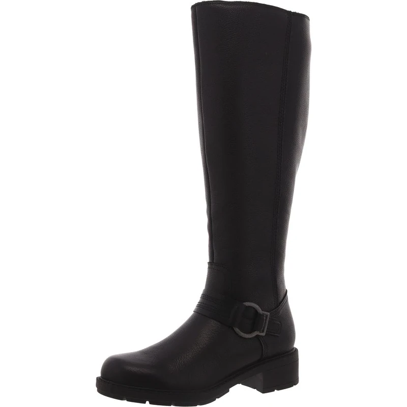 Clarks Women's Hearth Rae Wide Knee-High Boot - Black Leather Size 10