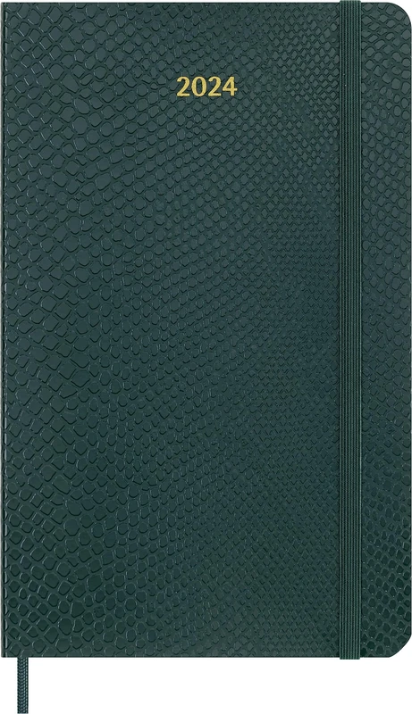 Moleskine Weekly Agenda 2024 - Large Green Faux Snakeskin
