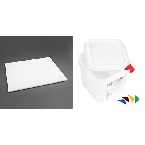 Hygiplas Low Density Chopping Board White - 600x450x20mm & Araven Food Containers with Lids - GN 1/6 2.6Ltr (Box 4)