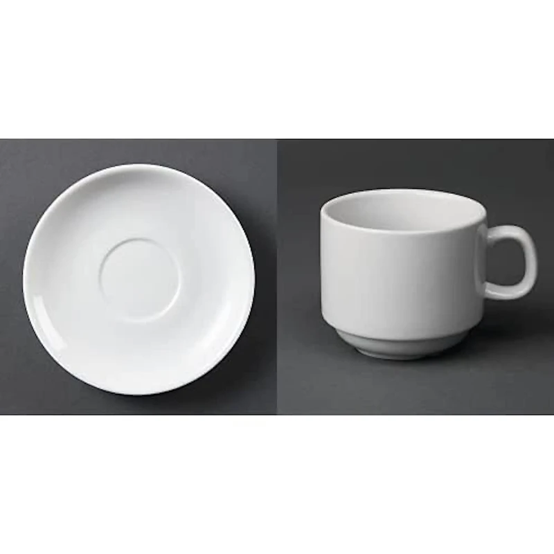 Olympia Whiteware Tea Saucer (fits CB467) (Box 12) Whiteware Teacup Stackable - 200ml 6.76fl oz (Box 12)