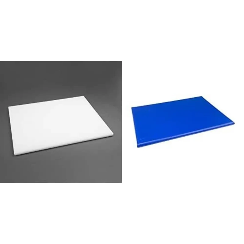 Hygiplas Low Density Chopping Board White - 600x450x20mm & Hygiplas High Density Chopping Board Blue - 24x18x1