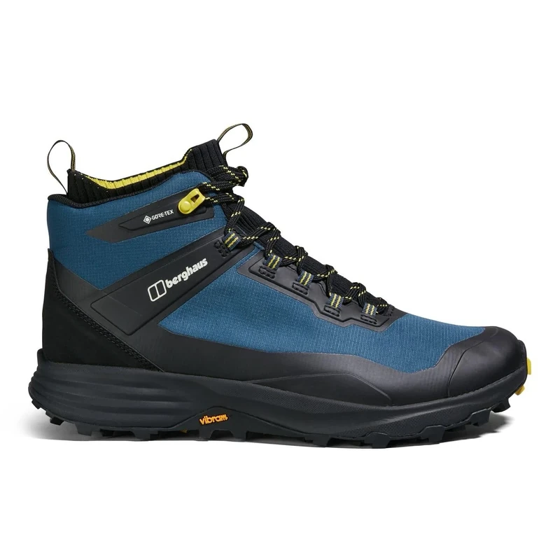 Berghaus Men's Vc22 Multisport Gore-Tex Mid-Ankle Walking Hiking Boots | Durable | Waterproof | Breathable | Vibram, Jet Black/Hale Navy/Corn Husk, 9.5