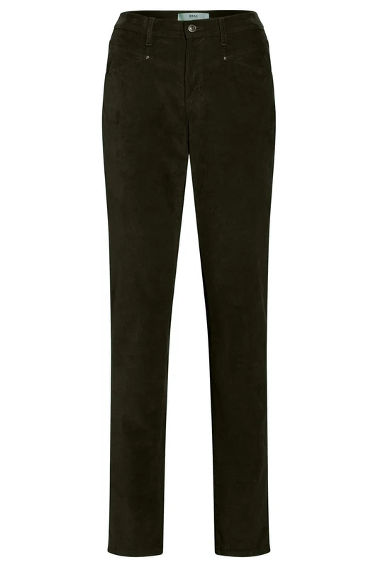 BRAX Women's Style Mary New Corduroy Pants, Olive, 34W x 32L
