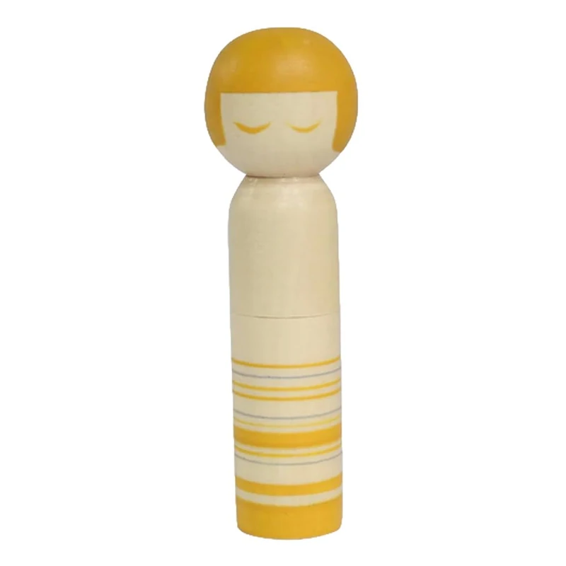 Cohana Kokeshi Doll Pincushion Yellow Wooden Magnetic Sewing Tool 1 piece