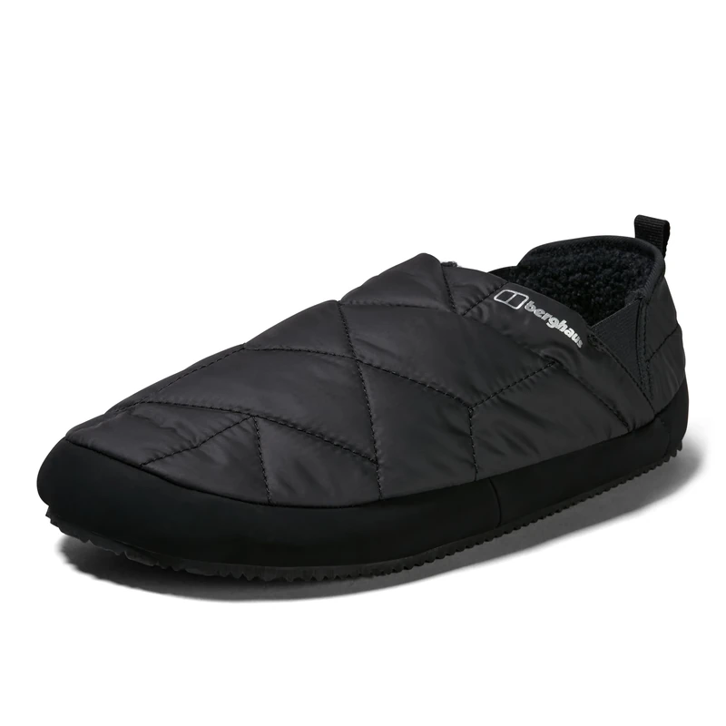 Berghaus Unisex Warm Fleece Lined Bothy Slipper 2.0 | Water Repellent, Jet Black/Grey Pinstripe, 46002