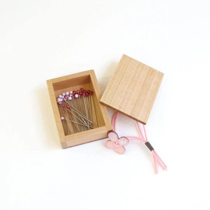 Cohana Glass head pins wooden box 0.50x35mm pink - 1x30pcs