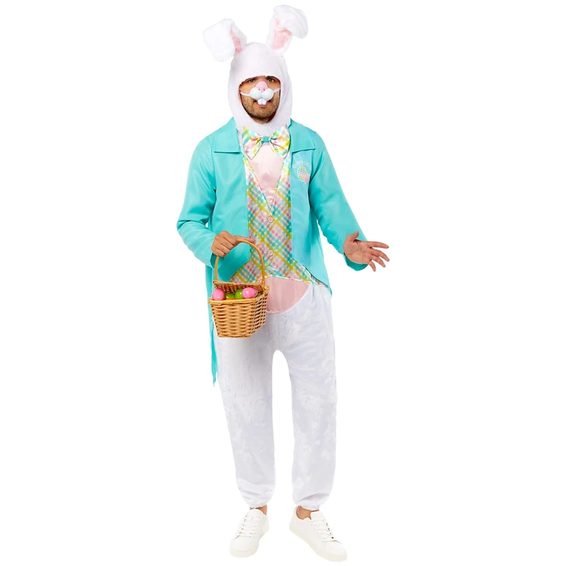 amscan 9914647 - Adults Plush Easter Bunny Jumpsuit & Hood Fancy Dress Costume (42'' Chest)