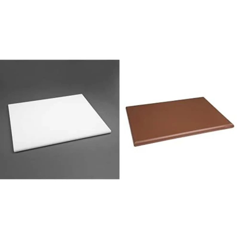 Hygiplas Low Density Chopping Board White - 600x450x20mm & Hygiplas High Density Chopping Board Brown - 18x12x1