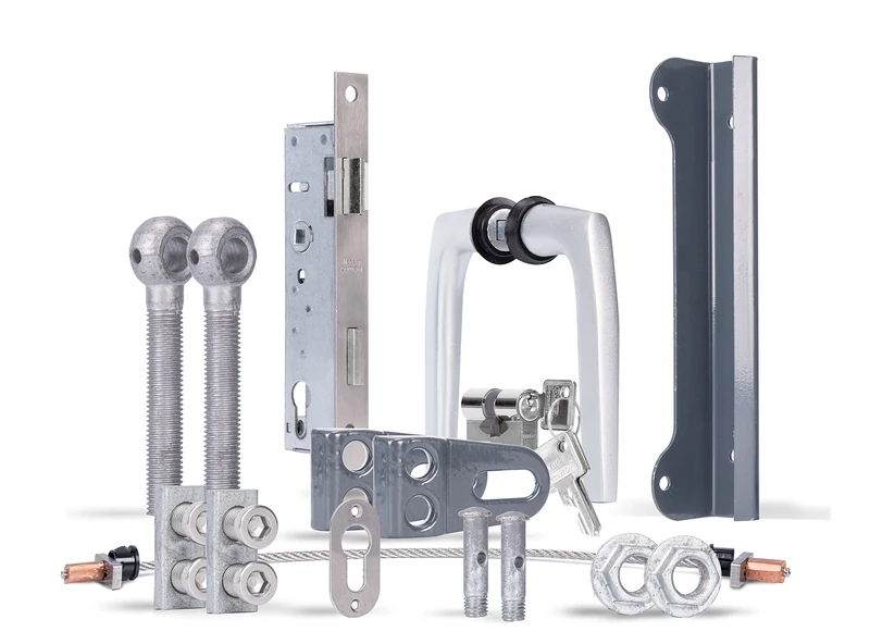 Alberts 652707 Accessory Set Flexo Plus | for Single Gates | Steel raw, hot-dip galvanised Anthracite Plastic Coated RAL 7016