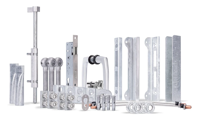 Alberts 652814 Accessory Set Flexo Plus | for Double Gates | Steel raw, hot-dip galvanised